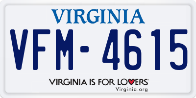 VA license plate VFM4615