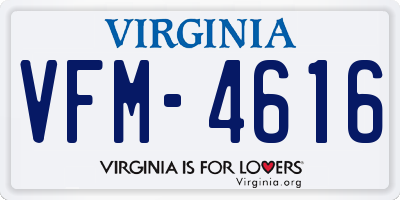VA license plate VFM4616