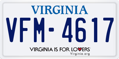 VA license plate VFM4617