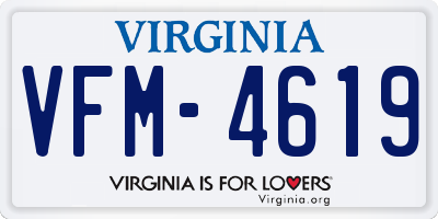 VA license plate VFM4619
