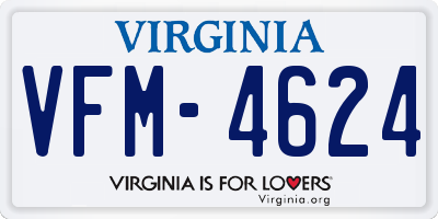 VA license plate VFM4624