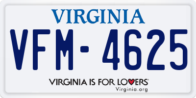 VA license plate VFM4625