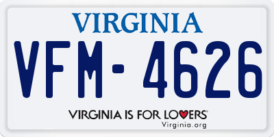VA license plate VFM4626