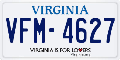 VA license plate VFM4627