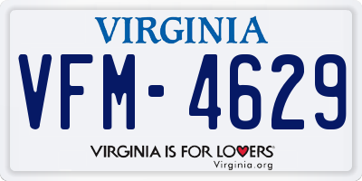 VA license plate VFM4629