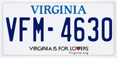 VA license plate VFM4630