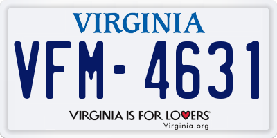 VA license plate VFM4631
