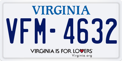 VA license plate VFM4632