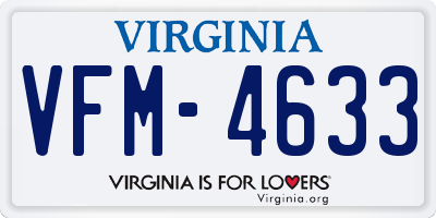 VA license plate VFM4633