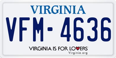 VA license plate VFM4636