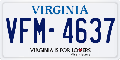 VA license plate VFM4637