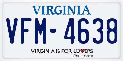 VA license plate VFM4638