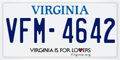 VA license plate VFM4642