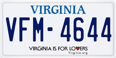 VA license plate VFM4644