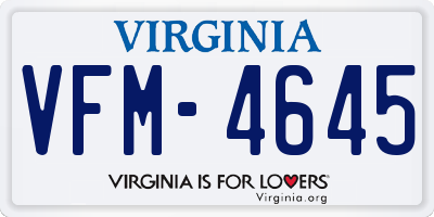 VA license plate VFM4645
