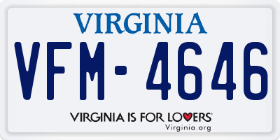 VA license plate VFM4646