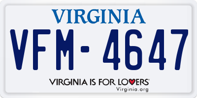 VA license plate VFM4647