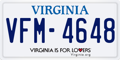 VA license plate VFM4648