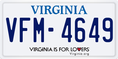 VA license plate VFM4649