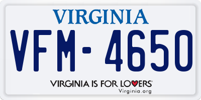 VA license plate VFM4650