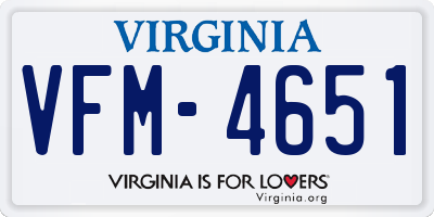 VA license plate VFM4651