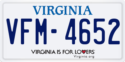 VA license plate VFM4652
