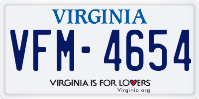 VA license plate VFM4654