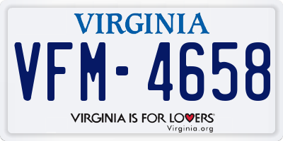 VA license plate VFM4658