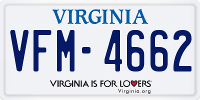 VA license plate VFM4662