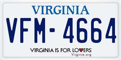 VA license plate VFM4664