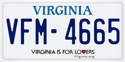 VA license plate VFM4665