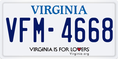 VA license plate VFM4668