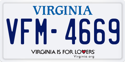 VA license plate VFM4669