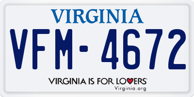 VA license plate VFM4672
