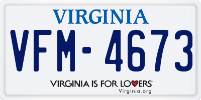 VA license plate VFM4673
