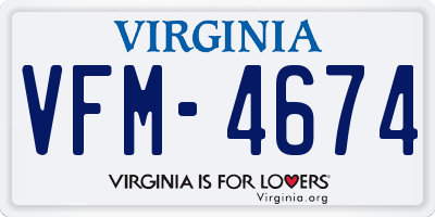 VA license plate VFM4674