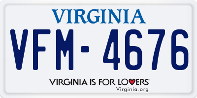 VA license plate VFM4676