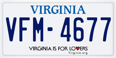 VA license plate VFM4677