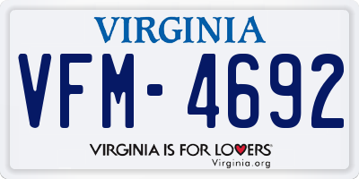 VA license plate VFM4692