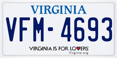 VA license plate VFM4693