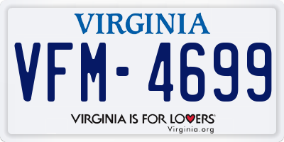 VA license plate VFM4699