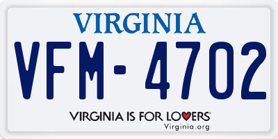 VA license plate VFM4702