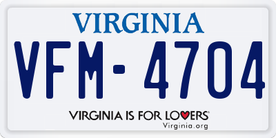 VA license plate VFM4704