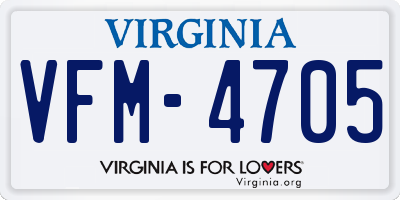 VA license plate VFM4705