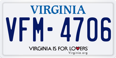 VA license plate VFM4706