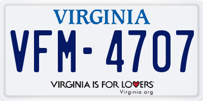 VA license plate VFM4707