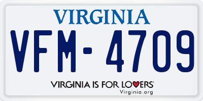 VA license plate VFM4709