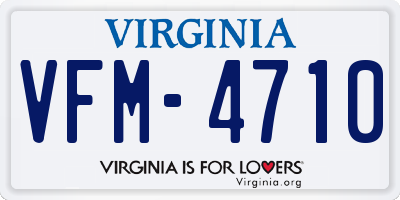 VA license plate VFM4710