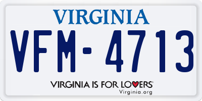 VA license plate VFM4713
