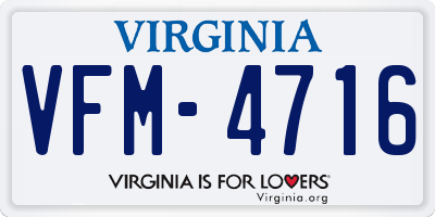 VA license plate VFM4716